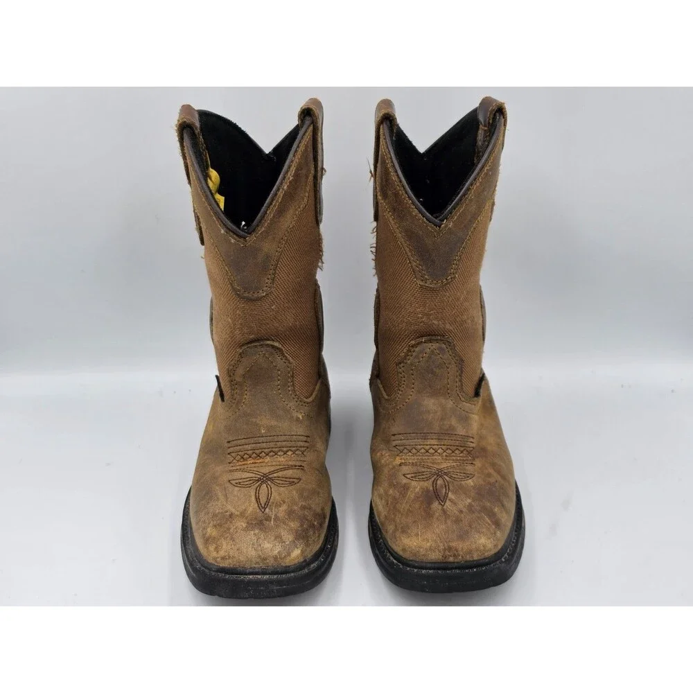 Dan Post Kids Boys Waterproof Cowboy Boots Work Square Toe Brown Leather Sz 13D